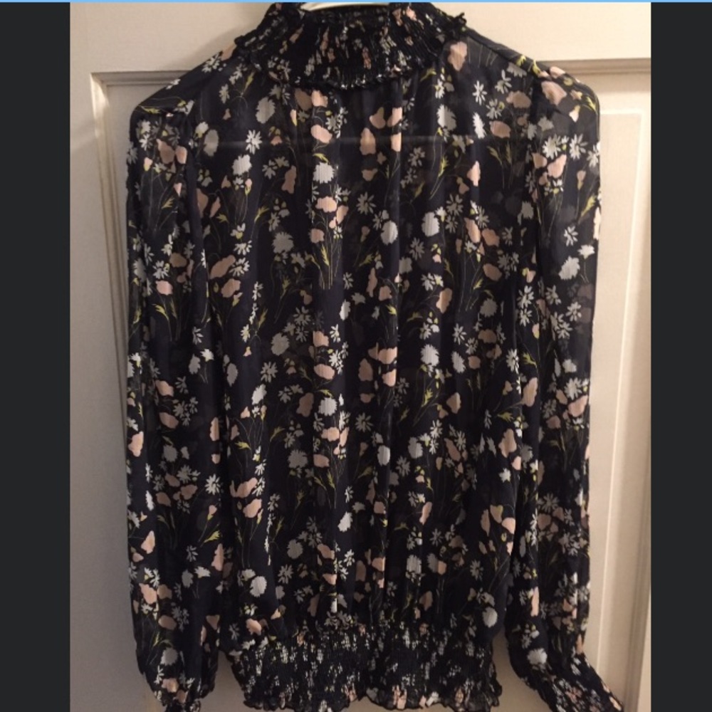 NWOT Zara Basics mock neck floral top